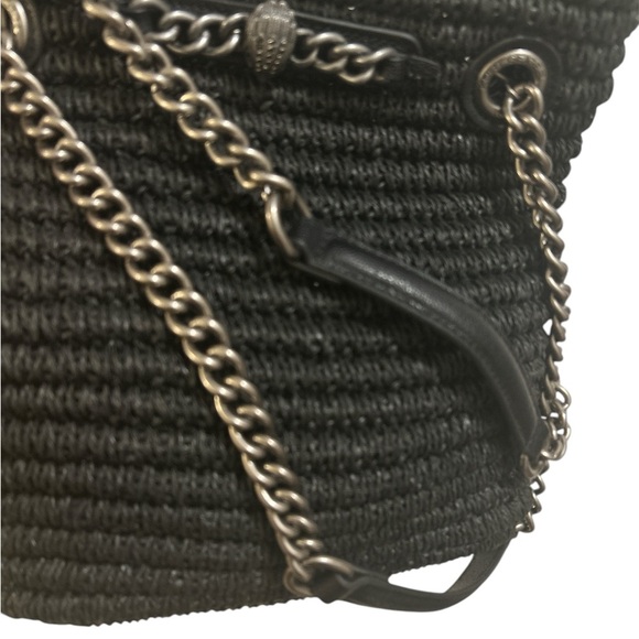 Kurt Geiger Chelsea raffia Tote Bag with matted gun metal strap - Picture 4 of 12